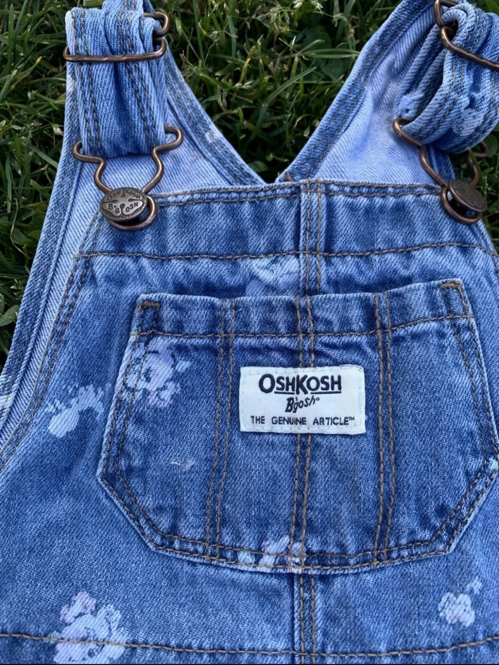 OshKosh B'gosh Light Blue Denim Overalls with Floral Prints